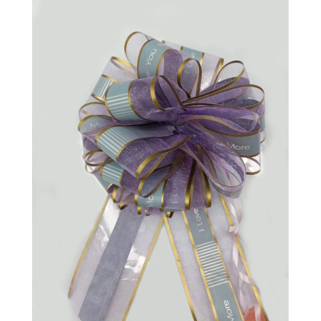 Бант упаковочный 64мм Шар голубой/сиреневый