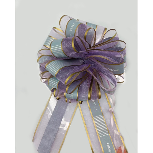 Бант упаковочный 64мм Шар голубой/сиреневый