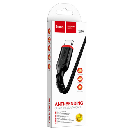 Кабель USB - TypeC 1,0м Hoco X59 3A, чёрный