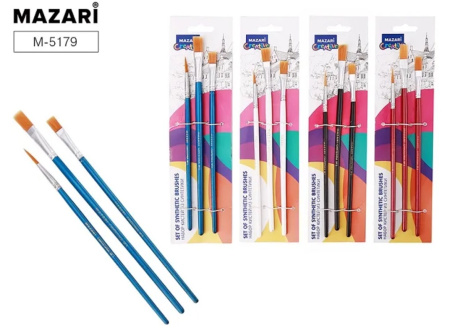 Кисти н-р нейлон  3 шт, (№3, №5- плоские, №1-круглая)