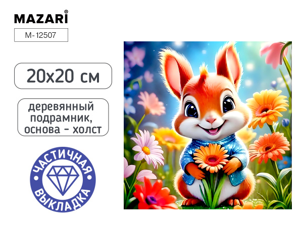 Алмазная мозаика 20*20см Белка, частичная v.1