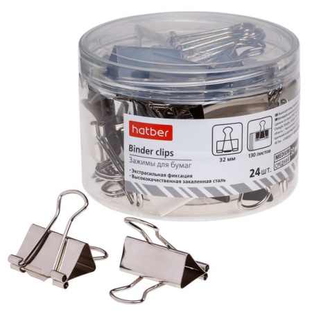 Зажим д/бумаг цветной 32мм серебро