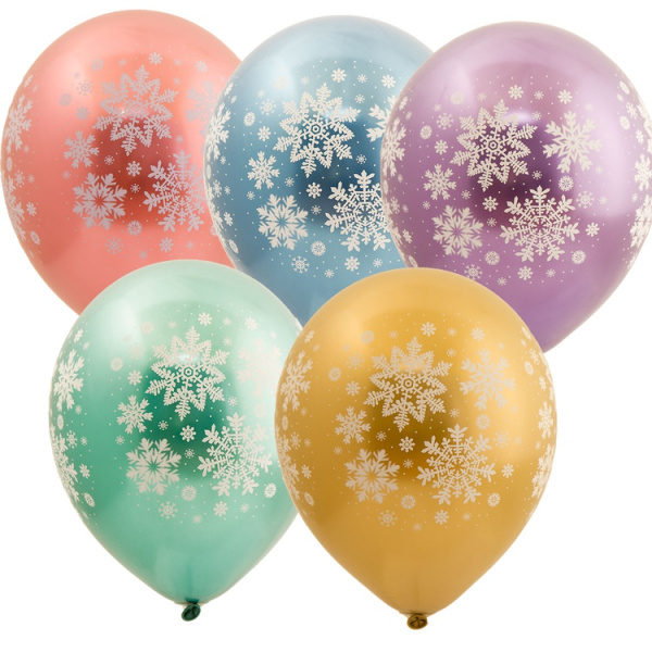 Шар возд рис 30см Снежинки хром (12")