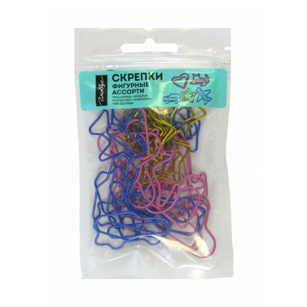 Скрепки канц. 28-45мм 25шт фигурные