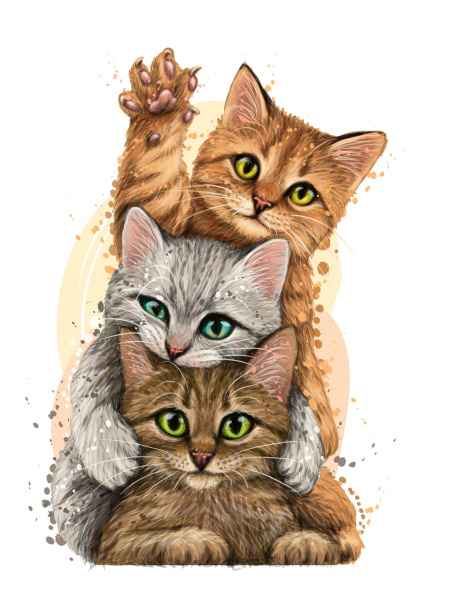 Алмазная мозаика частичная 17*22см Три пушистика