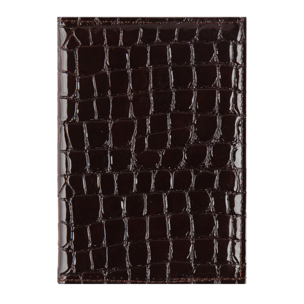 Обложка/паспорта "Croco" коричневая иск. кожа, лак, тиснение