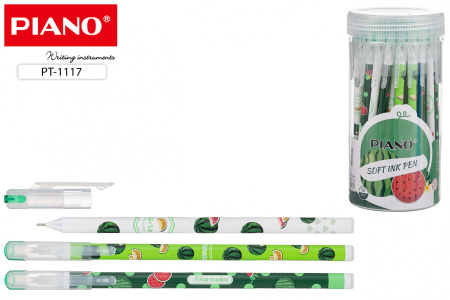 Ручка шарик. Piano Арбуз одноразовая, 0,6мм, синяя, масл.осн.