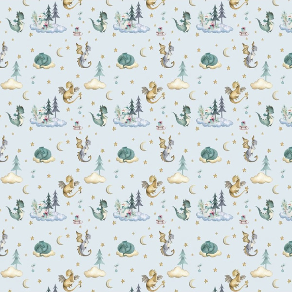 Подарочная бумага Драконы зимние 70*100см 10шт