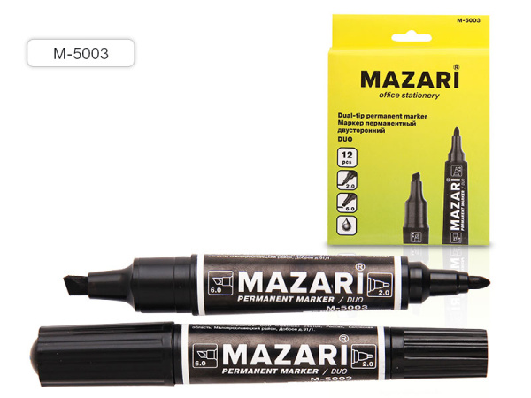 Маркер  двухсторонний черный перманентный Duo