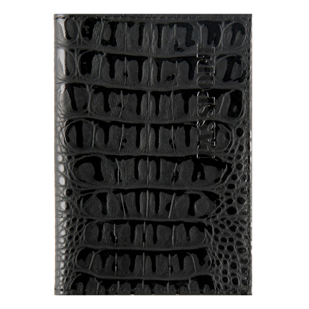 Обложка/паспорта "Alligator" чёрная, кожа, лак, тиснение