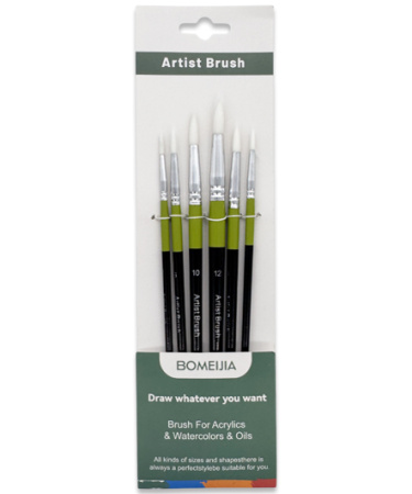 Кисти н-р нейлон  6 шт, круглые