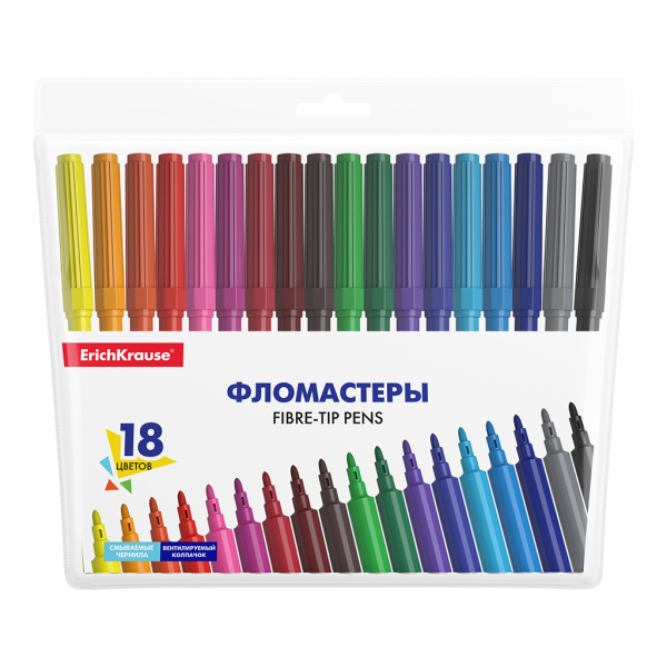 Фломастеры Basic 18цв. смываемые