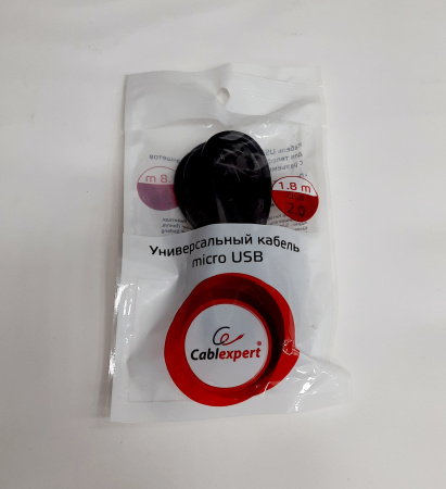 Кабель USB - microB 1,8м Cablexpert 2.4А черный