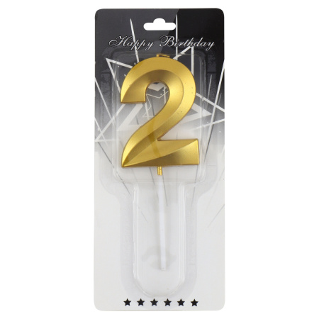 Свеча д/торта цифра Золото "2"  7см
