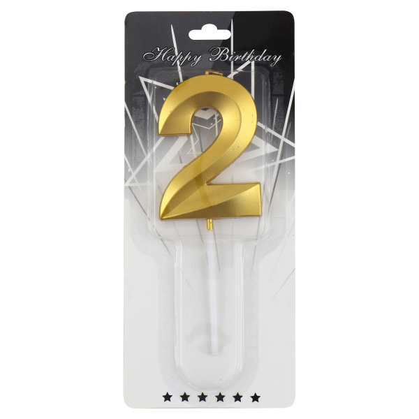Свеча д/торта цифра Золото "2"  7см