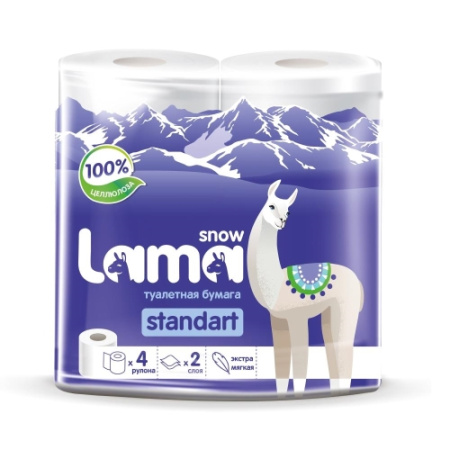 Туалетная бумага "Snow Lama" 4шт/уп 2-х слойная