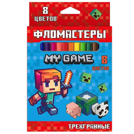 Фломастеры  8цв My game, трехгран.