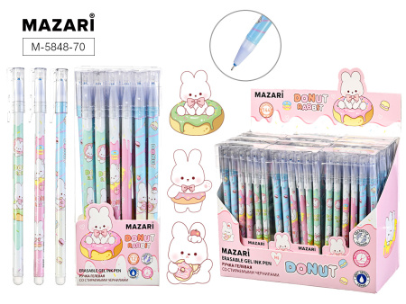 Ручка гель "пиши-стирай" Зайка синяя 0,38мм игольч. након.