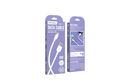 Кабель USB - TypeC 1,0м SmartBuy S01 2.4A белый