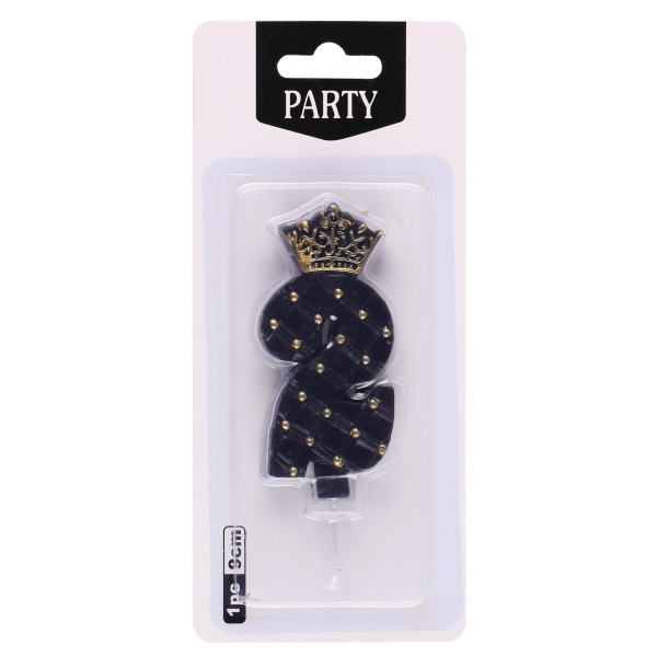 Свеча д/торта цифра Корона на черном "2"  9см