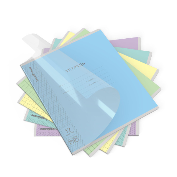 Тетрадь 12л косая линия Классика CoverPrо частые накл с пласт обл