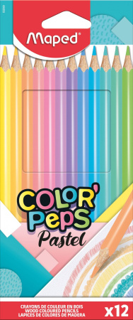Карандаши .Трехгранные 12цв. ColorPeps Pastel, карт.упАКЦИЯ