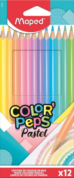 Карандаши .Трехгранные 12цв. ColorPeps Pastel, карт.упАКЦИЯ