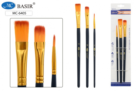 Кисти н-р нейлон  3 шт, плоские и круглые (№2,10,12)