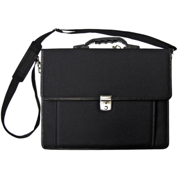 Портфель ткань 2отд. Сосново, мет.замок, ремень, черный