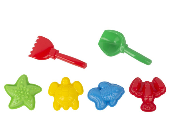 Песочный набор 6 предметов (совок, грабли,формочки)