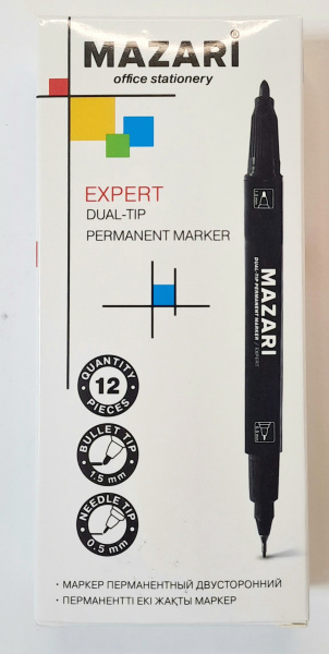 Маркер  двухсторонний черный перманентный Expert  0,5-1,5мм