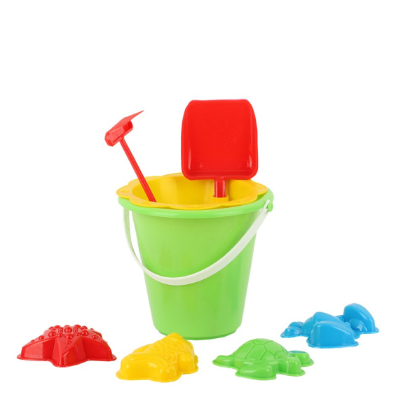 Песочный набор (ведро,ситечко,совок,грабли,формочки)