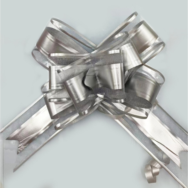 Бант упаковочный 50мм Бабочка серебро