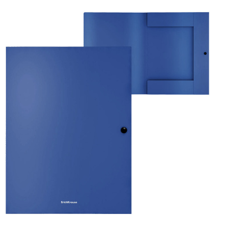 Папка на кнопке А4 с тремя клапанами, синяя