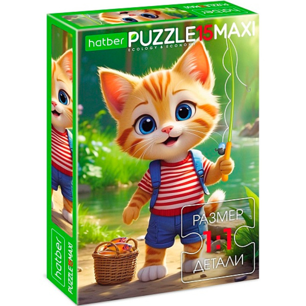Пазлы 15 эл MAXI Котик-рыбак