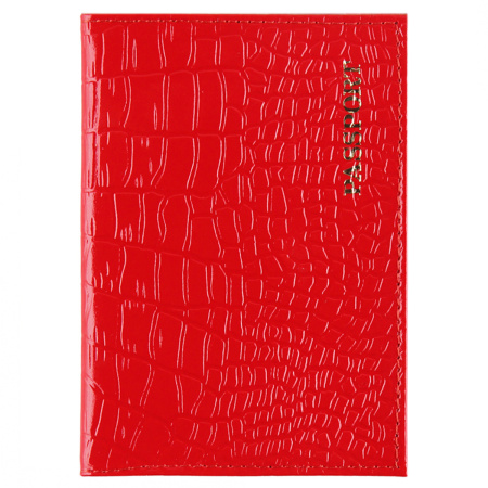 Обложка/паспорта "Cayman" алая, кожа, лак, тисн. фольгой