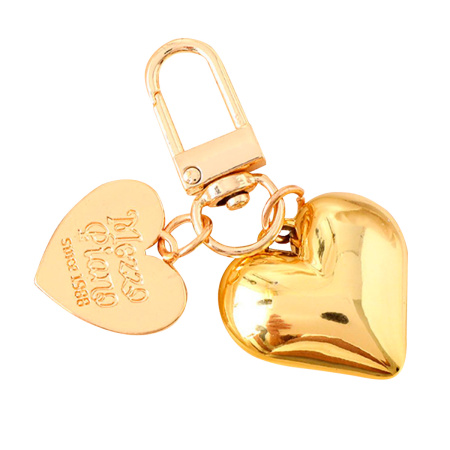Брелок металл/акрил  Golden heart золотой  6см