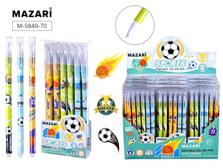 Ручка гель "пиши-стирай" Sports синяя 0,38мм игольч. након.