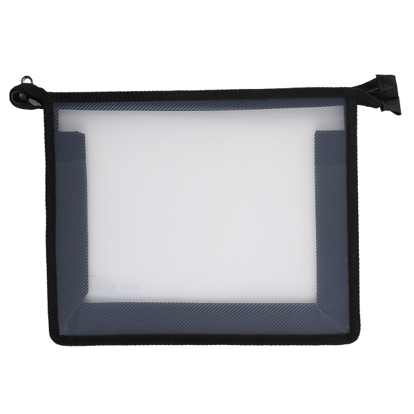 Папка д/тетр  А5  на молнии  Прозрачная, чёрная окантовка