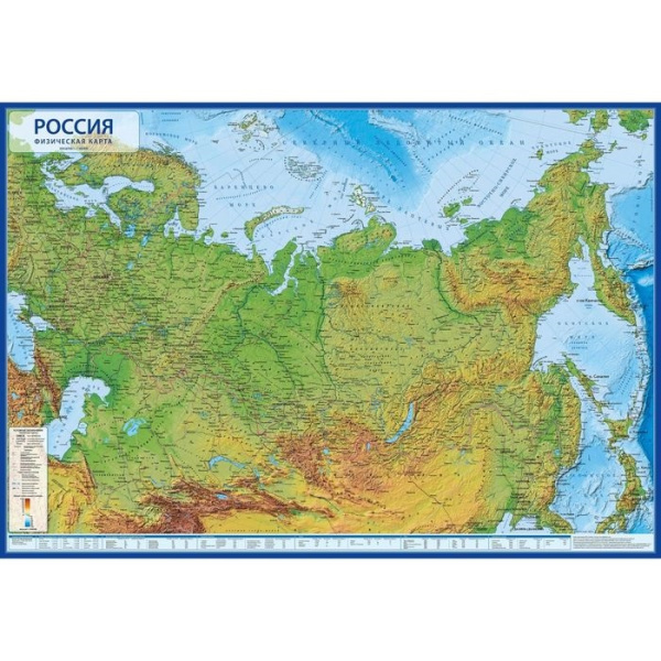 Карта России Физическая 100х70см М1:8,5млн интерактивная