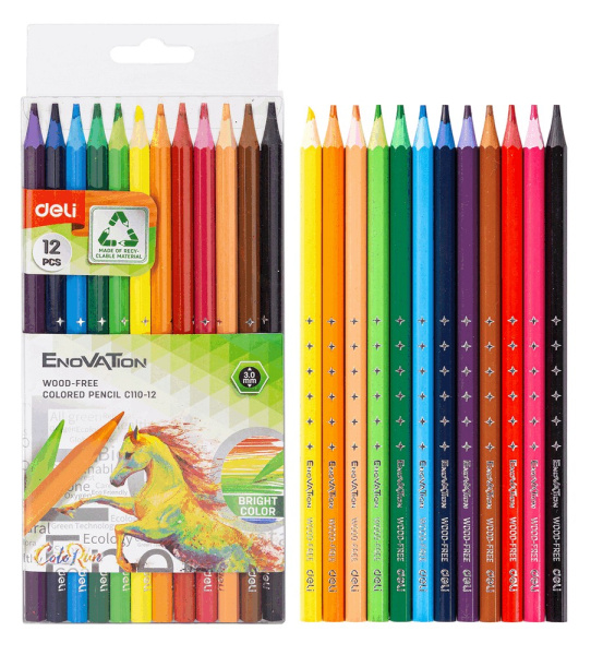 Карандаши .Пластиковые Enovation 12цв. АКЦИЯ
