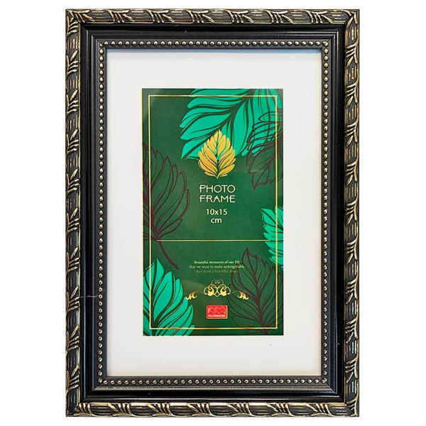 Ф/рамка пластик 10х15 Камышок чёрный золото
