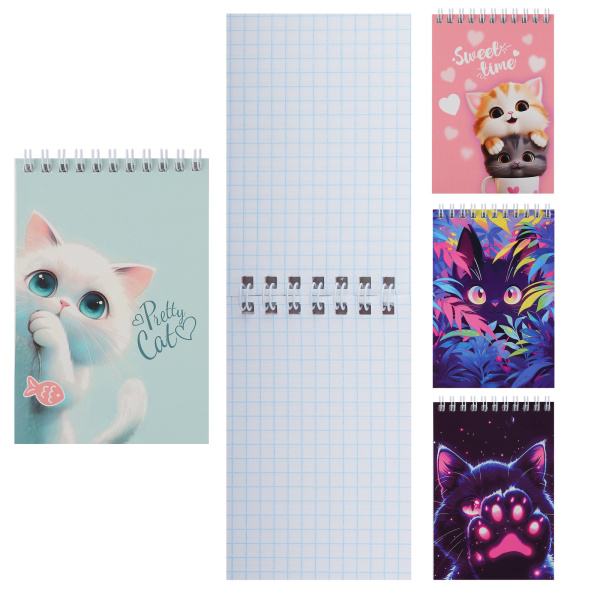 Блокнот/гребень  А6  40л Котики