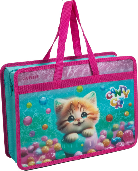 Папка с ручками А4  Candy Cat, широкая боковина
