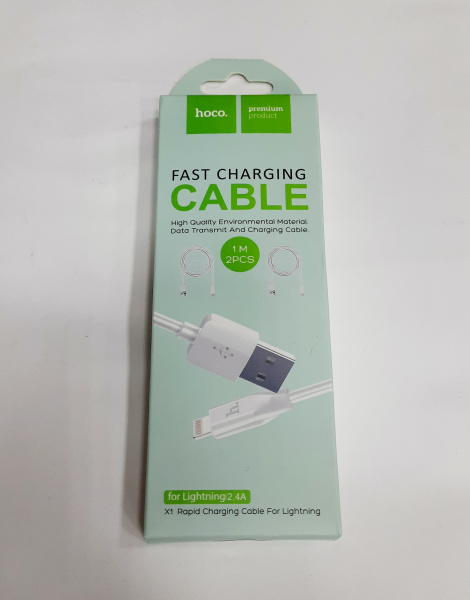 Кабель USB - iPhone8pin 1.0м Hoco X1 2,1A белый